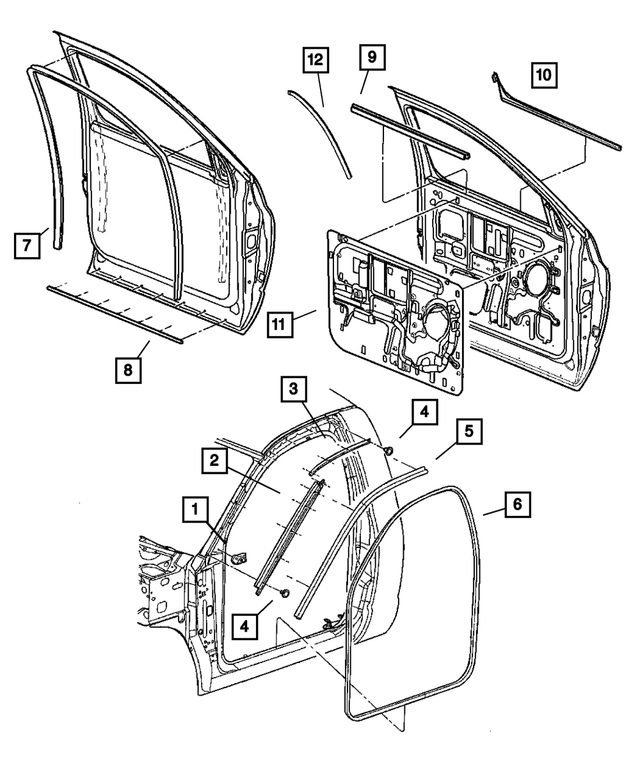 68031801AA - Doors and Related Parts: Bodyside Seal Retainer, Left for Mopar Image