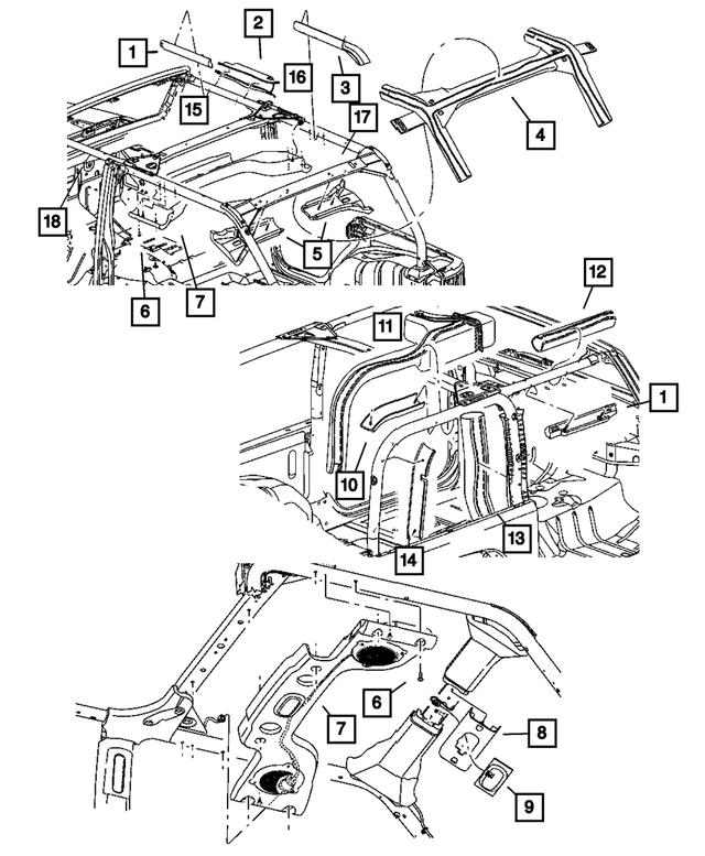 55395602AF - Body Sheet Metal Except Doors: Sportbar Bracket, Right for Mopar Image