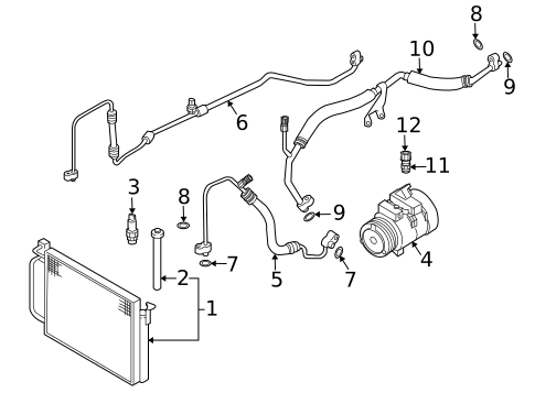 Condenser, Compressor & Lines for 2004 BMW 745Li #0