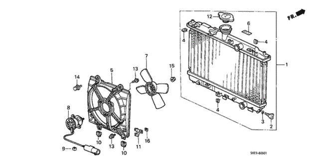 Radiator (Denso) for 1991 Honda CRX #0