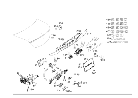 Rear Lid Latch-Type Lock, Rear Lid Attachment Parts for 2020 Mercedes-Benz S63 AMG #0