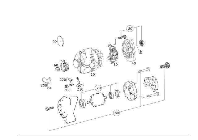 2721540102 - Electrical Equipment and Instruments: Alternator for Mercedes-Benz: CLK550, CLS550, GL320, R350 Image image