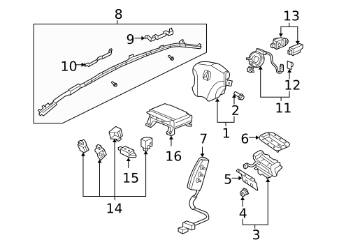 Air Bag Components for 2010 Acura RL #0