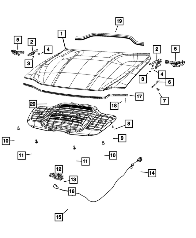 68590445AC - : Hood Hinge, Left for Mopar Image