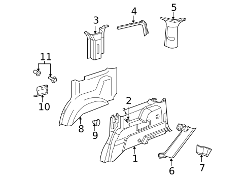 Interior Trim - Quarter Panels for 2008 Chrysler Aspen #0