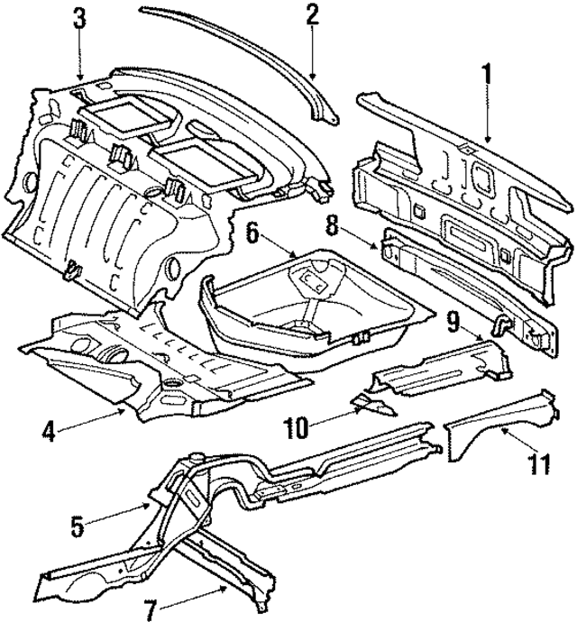 1266400271 - Body: Panel Below Lid for Mercedes-Benz Image