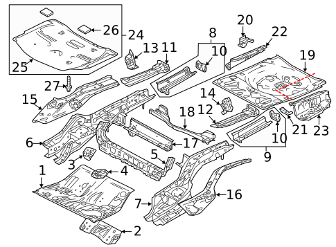 Rear Floor & Rails for 2021 Mazda 6 #1