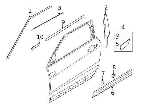 Exterior Trim - Front Door for 2012 Land Rover Range Rover Evoque #0