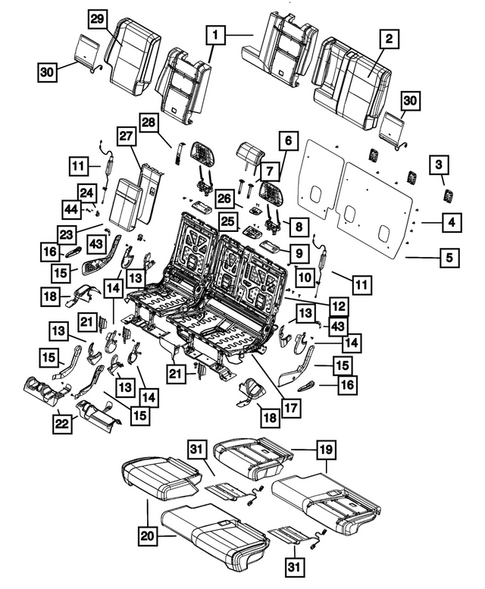 Rear Seats - Second Row for 2012 Jeep Grand Cherokee #4