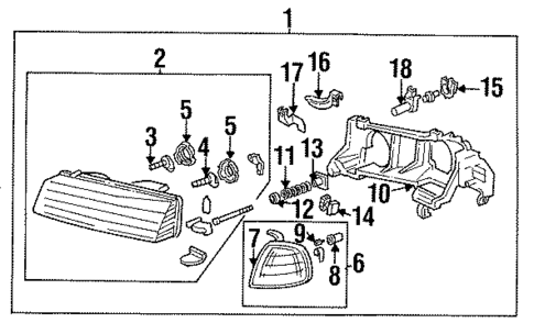 Headlamp Components for 1994 Honda Prelude #0