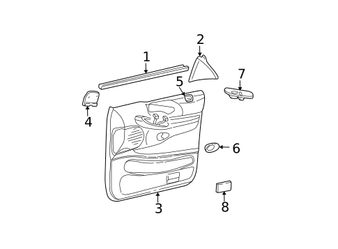 Interior Trim - Front Door for 1998 Ford Expedition #0