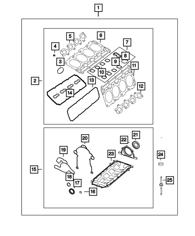 « 68294133AE – 6.4L Gas; Engine : Bloc-moteur Non Embiellé Ensemble De Joints pour Mopar Image »