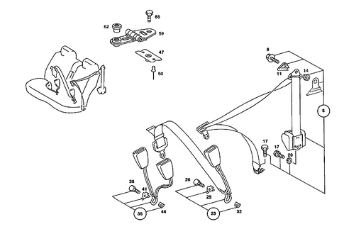 Rear Seat Safety Belt, Child Seat Mounting for 1989 Mercedes-Benz 190 E #0