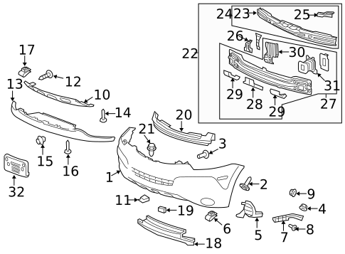 Bumper & Components - Front for 2008 Saturn Vue #1