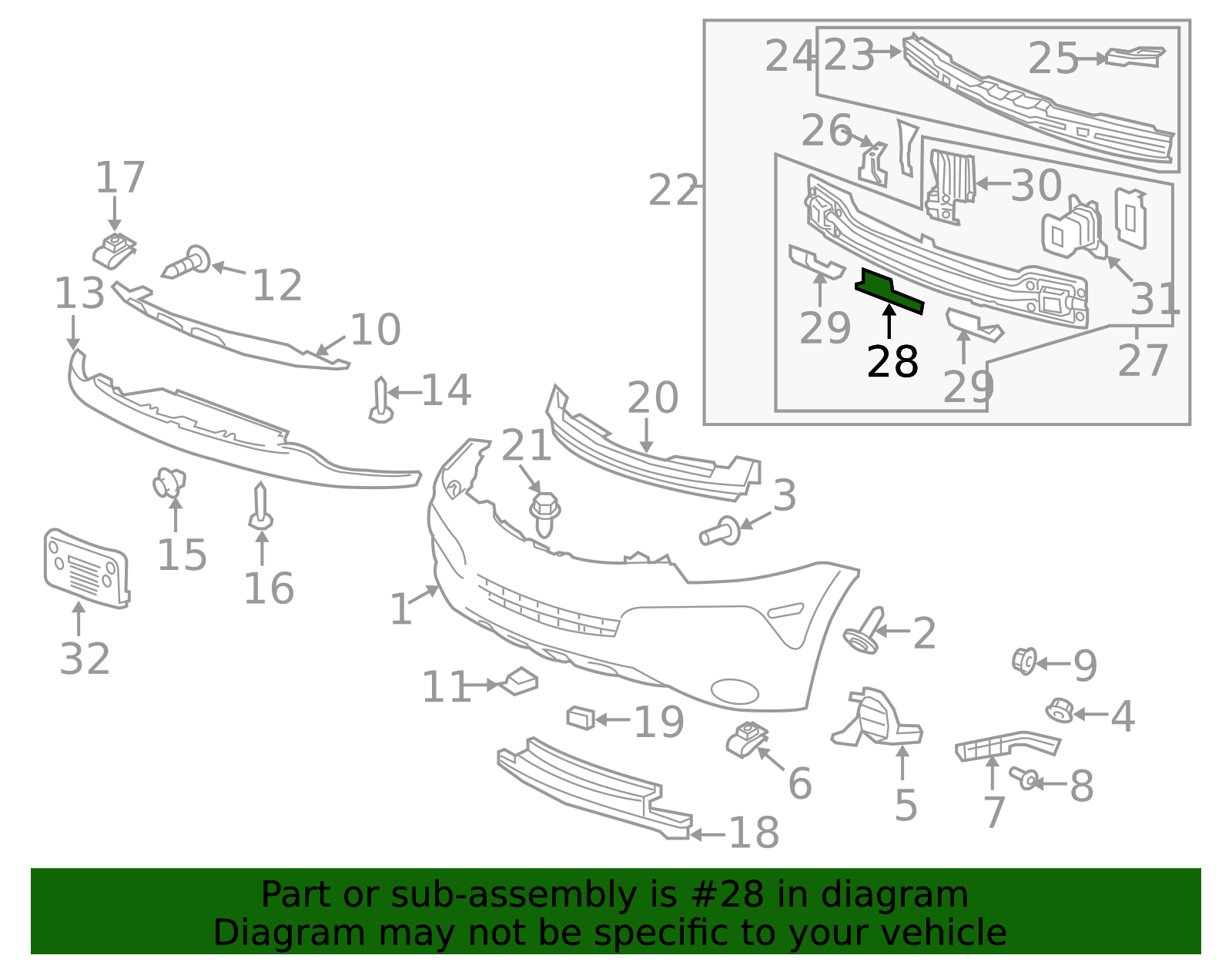 2008-2015 GM Front Bumper Fascia Lower Bracket 22887093 | Awesome Parts GM