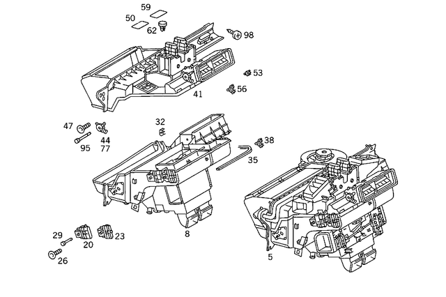 1408304062 - Heating and Ventilation: Heater Housing for Mercedes-Benz: 400SEL, 500SEC, 500SEL, 600SEL Image image