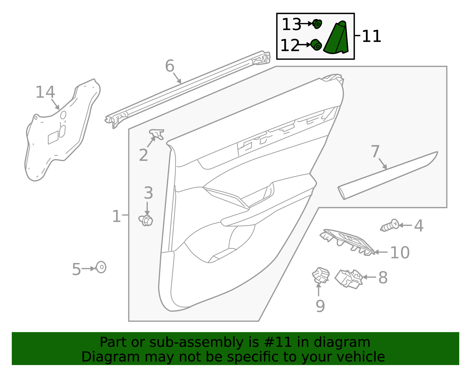 2020-2025 Honda Accord 18-25 HONDA ACCORD RIGHT REAR DOOR INNER
