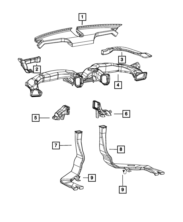 68201811AA - Air Conditioners and Heaters: Elbow Duct for Mopar Image
