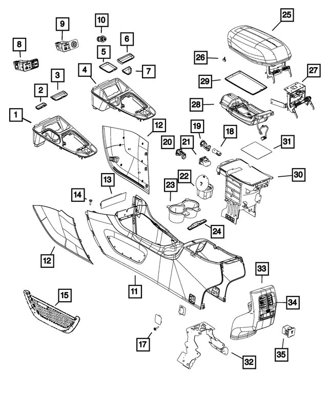 1UJ65LU5AH - Interior Trim: Floor Console Panel, Left for Mopar Image image