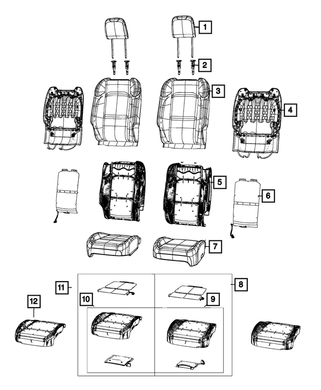 6PW32STTAH - Interior Trim: Front Seat Back Cover, Right for Mopar Image image