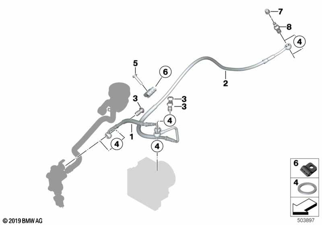 34328388804 - Brakes: Brake Pipe Control Circuit, Rear -  for BMW-Motorrad Image