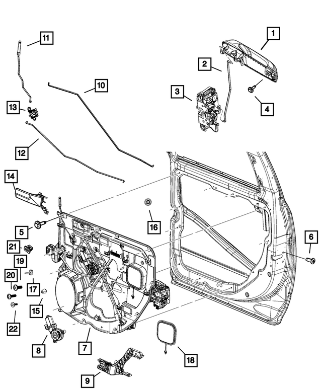6NV591W7AC - Doors, Door Mirrors and Related Parts: Exterior Door Handle, Left for Mopar Image
