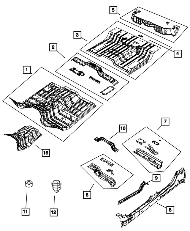 68592984AE - Body Sheet Metal Except Doors: Front Floor Pan for Mopar Image