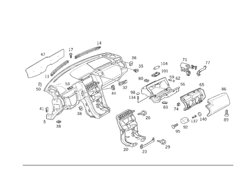 Instrument Panel with Glove Box, Body Parts for Passenger Airbag for 1998 Mercedes-Benz E430 #0