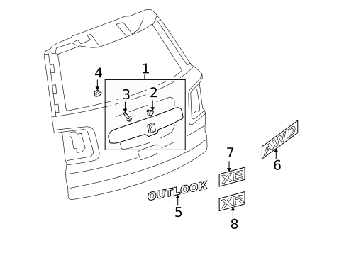 Exterior Trim - Lift Gate for 2008 Saturn Outlook #0