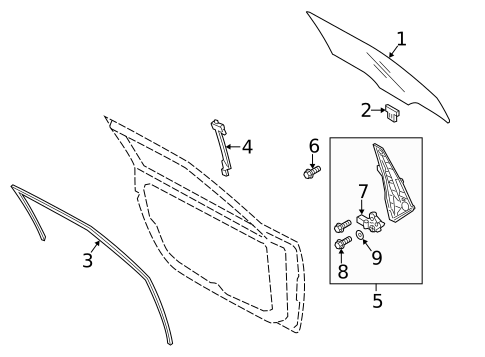 Glass - Front Door for 2014 Hyundai Veloster #0