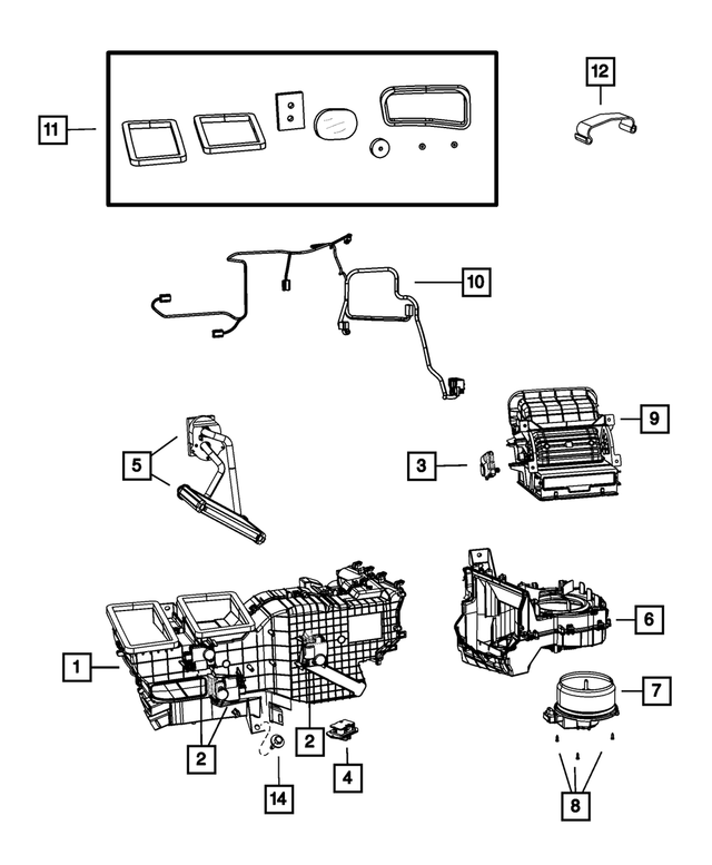 68068721AA - Air Conditioners and Heaters: Distribution Housing for Mopar Image