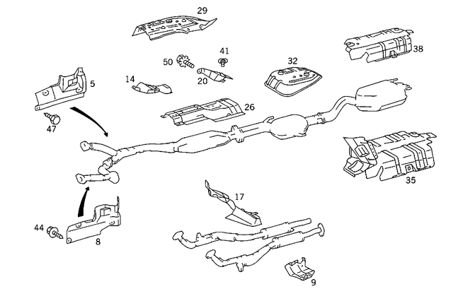 1406824971 - Exhaust System: Shielding for Mercedes-Benz: 400SE, 400SEL, 500SEC, 500SEL, 600SEL, S420 Image image
