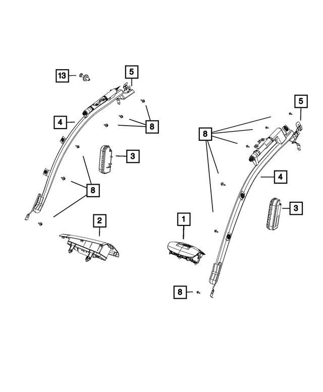 68305513AB - Restraints: Side Curtain Air Bag, Left for Mopar Image