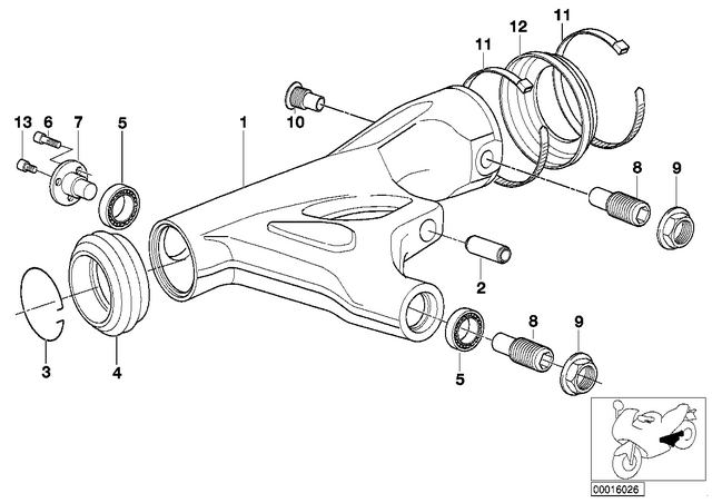 33172332386 - : Rear Wheel Swinging Arm, Silver for BMW-Motorrad Image