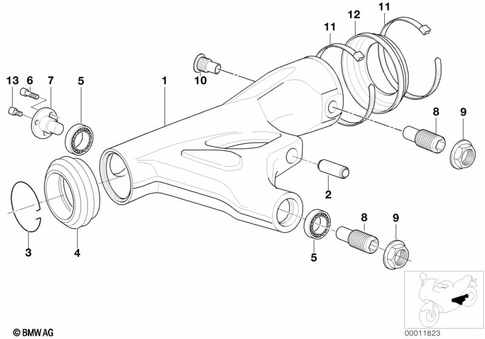 Rear Swing Arm with Bearing, Strut for 2002 BMW-Motorrad R 1100 S #0