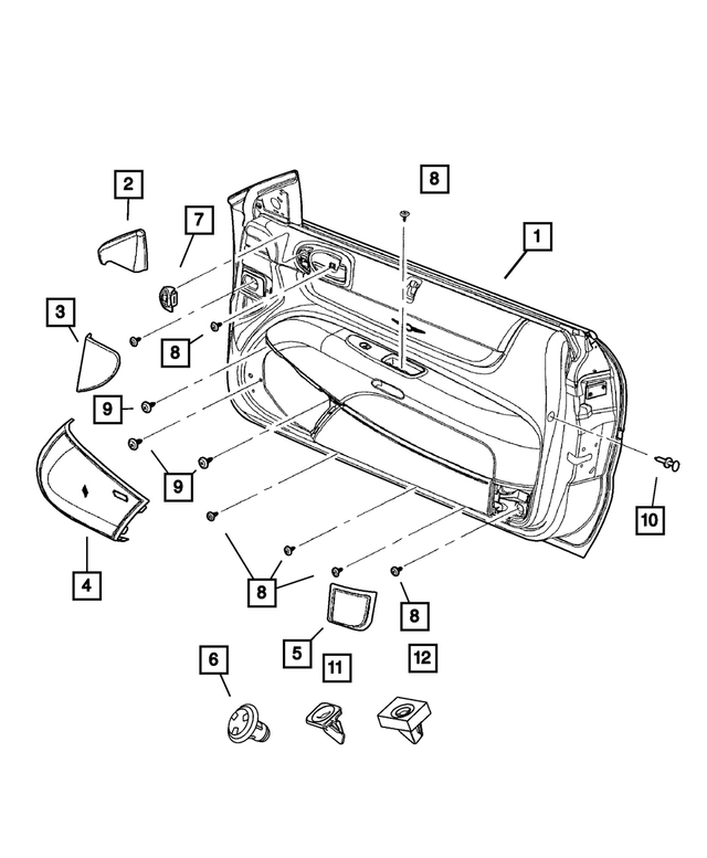 YU401L2AB - : Door Trim Front Panel, Right for Mopar Image