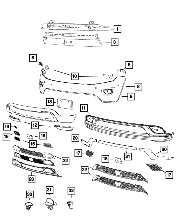 68138783AC - Frame, Bumper and Fascia: Front Bumper Beam for Jeep: Grand Cherokee Image