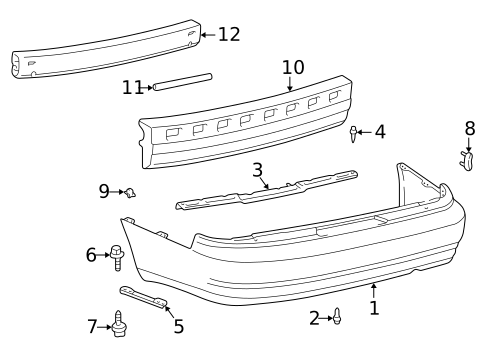 Bumper & Components - Rear for 1999 Lexus ES300 #0