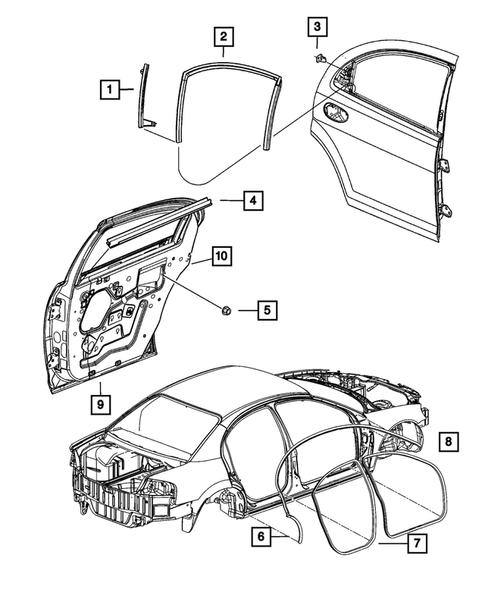 Weatherstrips and Seals for 2003 Chrysler Sebring #1