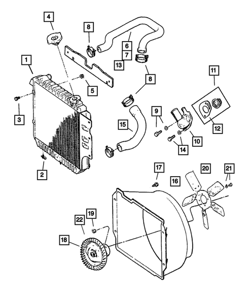 Radiator and Related Parts for 2002 Jeep Wrangler #0