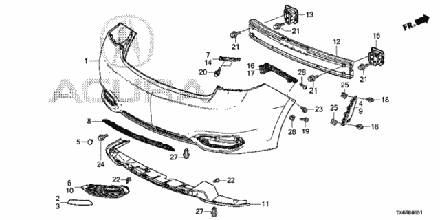 Rear Bumper (2) for 2017 Acura ILX #0