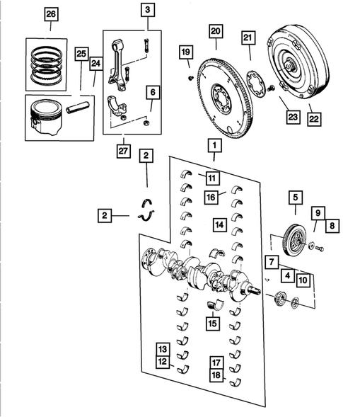 Crankshaft, Piston and Torque Converter for 2003 Jeep Grand Cherokee #0
