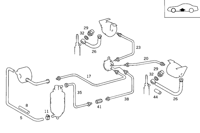 1149970482 - Springs, Suspension and Hydraulics: Hose for Mercedes-Benz: 190E, 200, 200D, 240D, 260E, 280E, 300CE, 300D, 300E, 300SD, 300SL, 300TD, 300TE, 380SE, 380SEL, 400E, 450SE, 450SEL, 500E, 560SEC, 560SEL, SL320 Image image