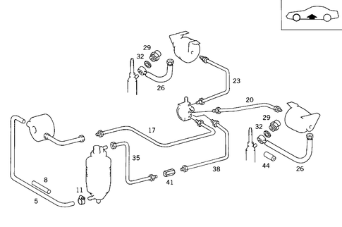 Line Arrangement in Case of Rear Self-Levelling Device for 1991 Mercedes-Benz 560SEC #0