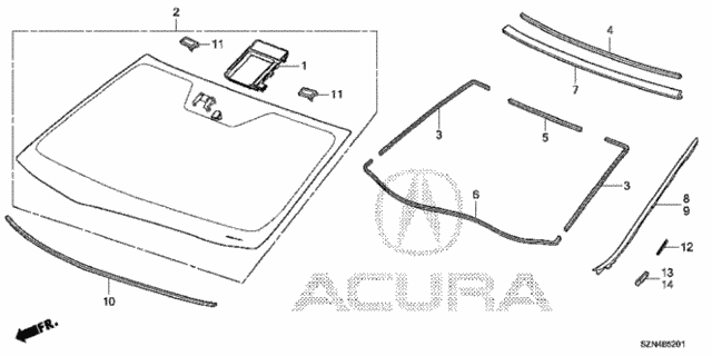 Front Windshield ('13) for 2013 Acura ZDX #0