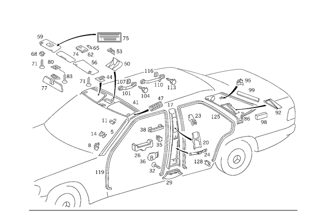 1246900325 - Covering and Lining: Trim for Mercedes-Benz: 200, 200D, 260E, 280E, 300D, 300E, 300TD, 300TE, 400E, 500E Image image