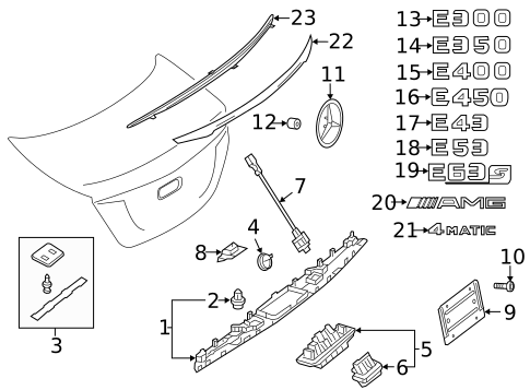 Exterior Trim - Trunk for 2020 Mercedes-Benz E63 AMG S #0