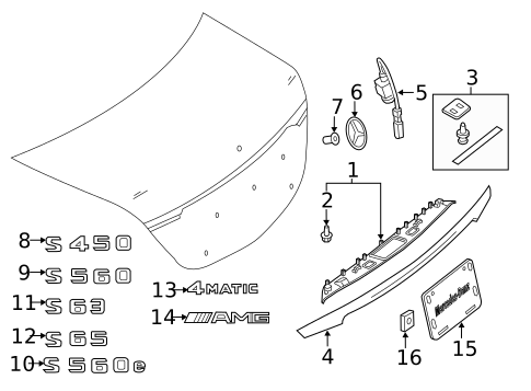 Exterior Trim - Trunk for 2019 Mercedes-Benz S450 #0