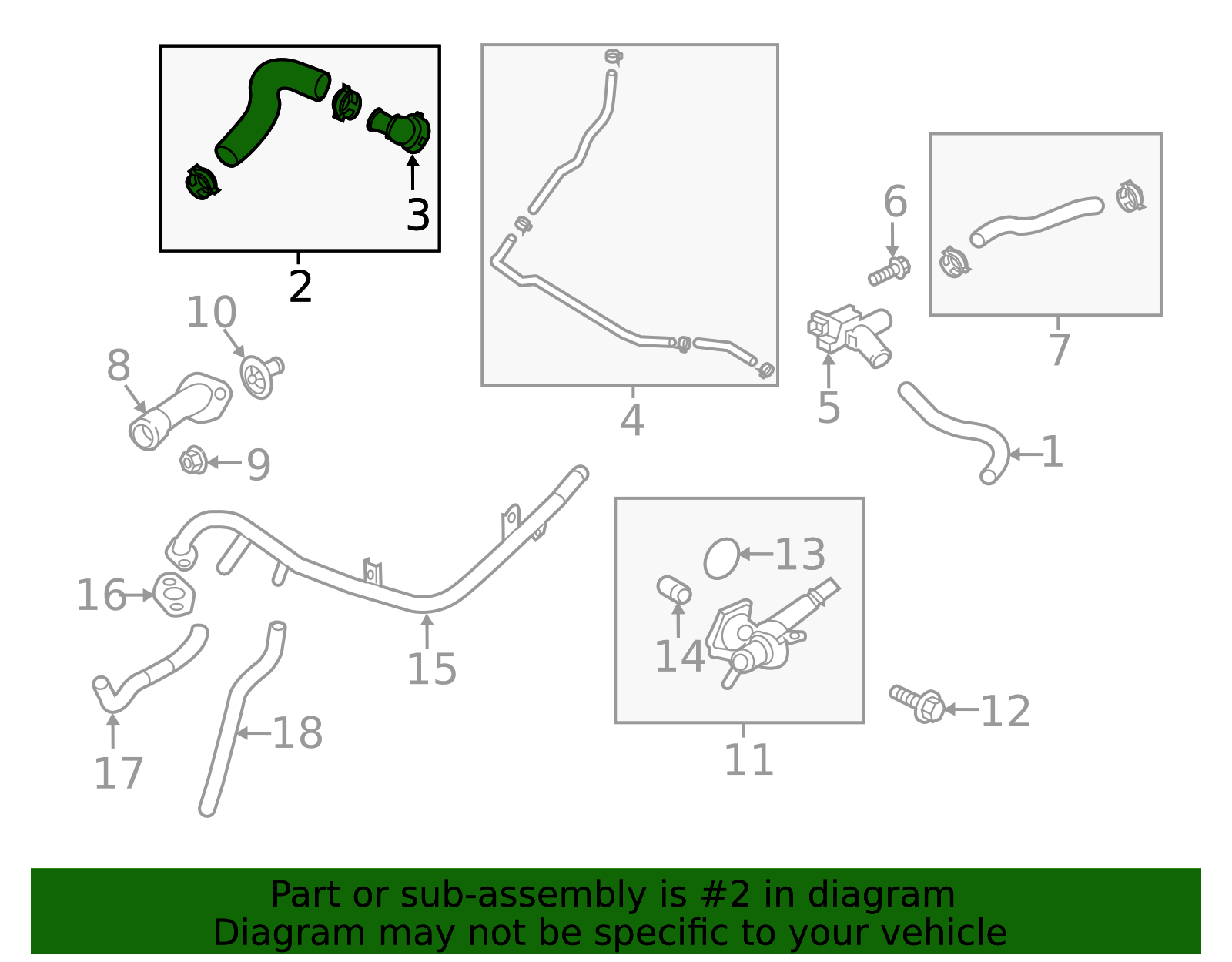25415-F2400 - Lower Hose 2020-2024 Kia Forte | Kia.Parts Store