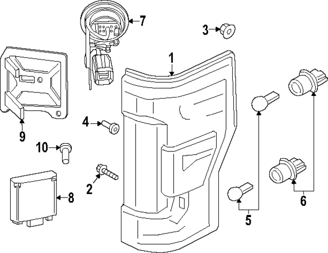 PC3Z13405F - Electrical: Tail Lamp for Ford: F-250 Super Duty, F-350 Super Duty, F-450 Super Duty Image